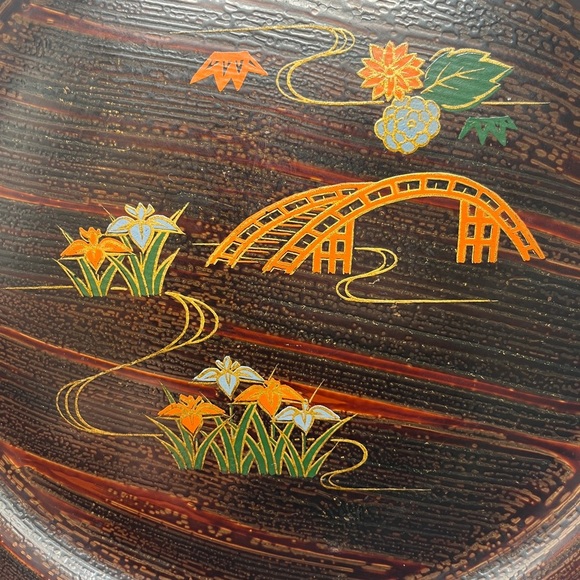 Vintage Mid-Century Marusei Art Japanese Lacquerware Tea Serving tray/bowl - Picture 7 of 8
